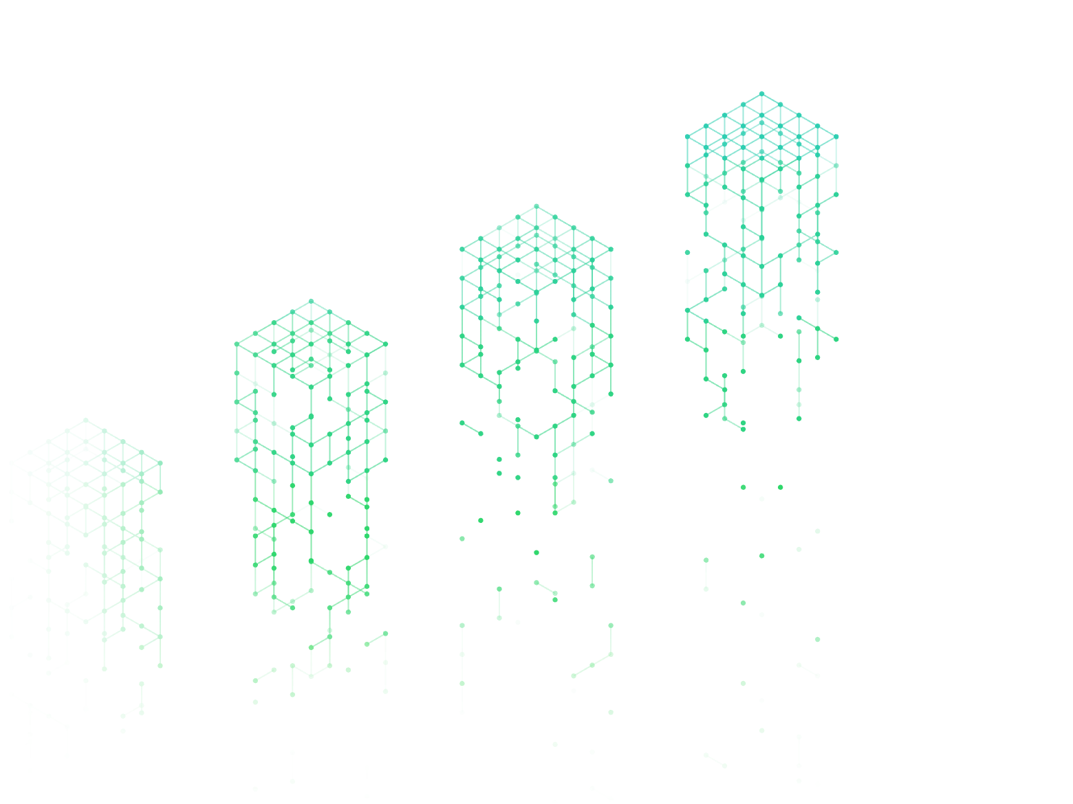 Rising column chart in isometric perspective