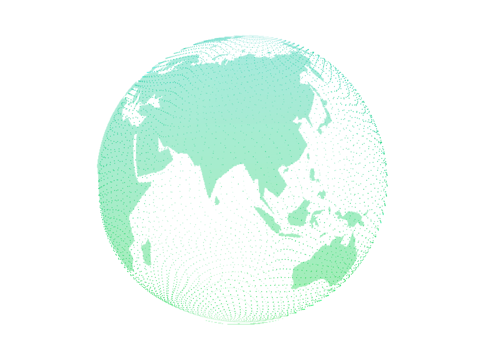 Digital globe formed from a grid of points