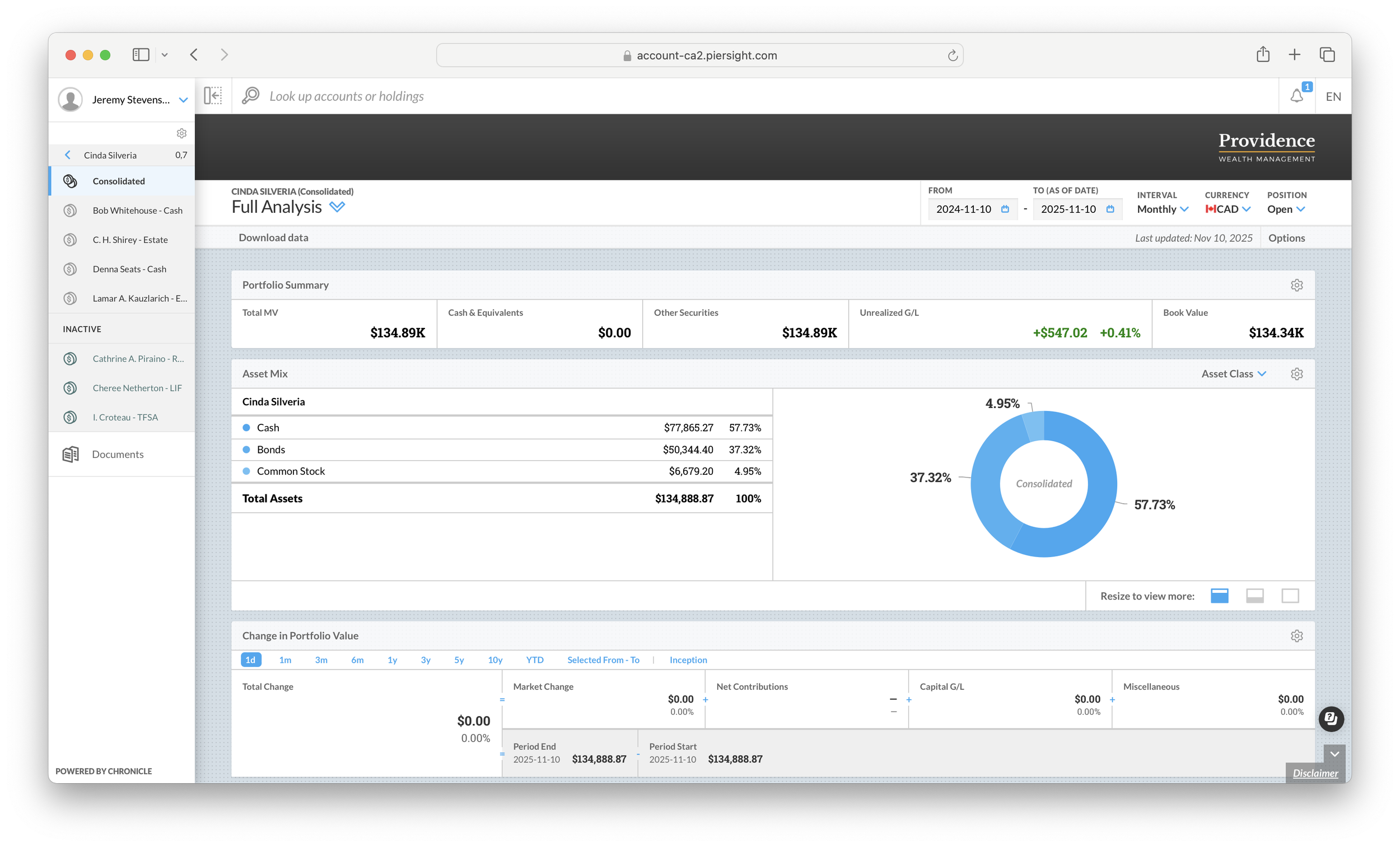 Client Portal portfolio view